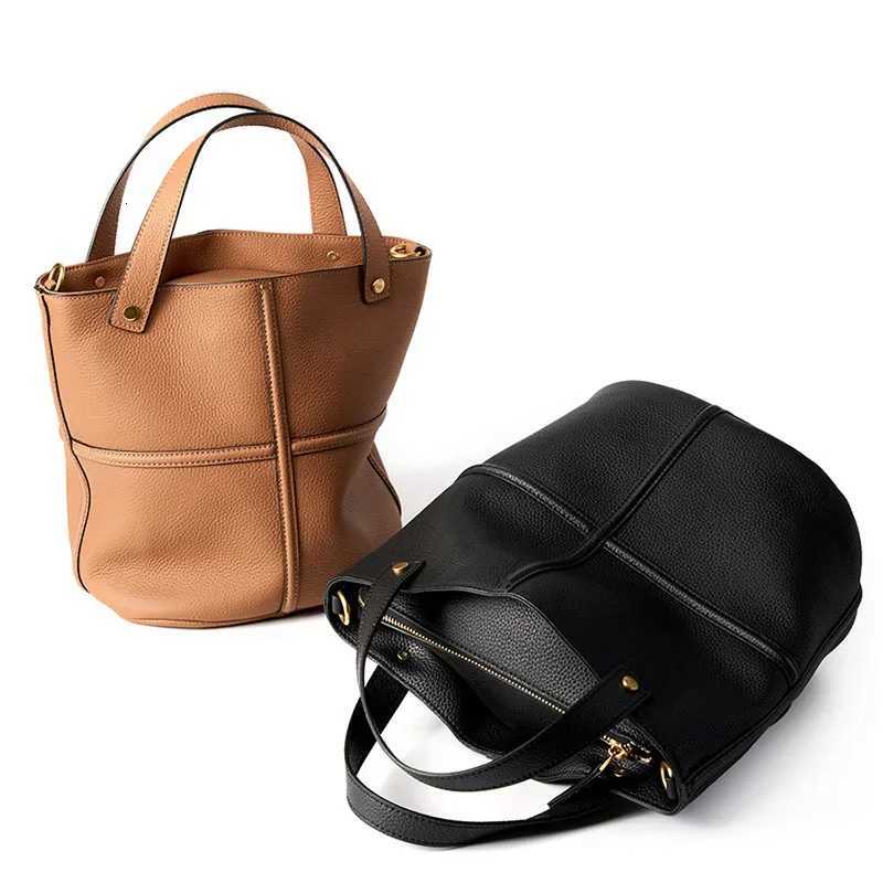 Women Bucket shoulder bag design Cowhide ladies handbags and purses genuine leather Tote Bags female messenger Bag Bolsas H260306