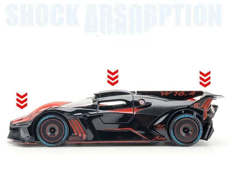 1/24 Alloy Bugatti Bolide Sports Car Diecast Model Toy Simulation Vehicle Pull Back Sound Light Collection Toys for Kids Gifts Z260306