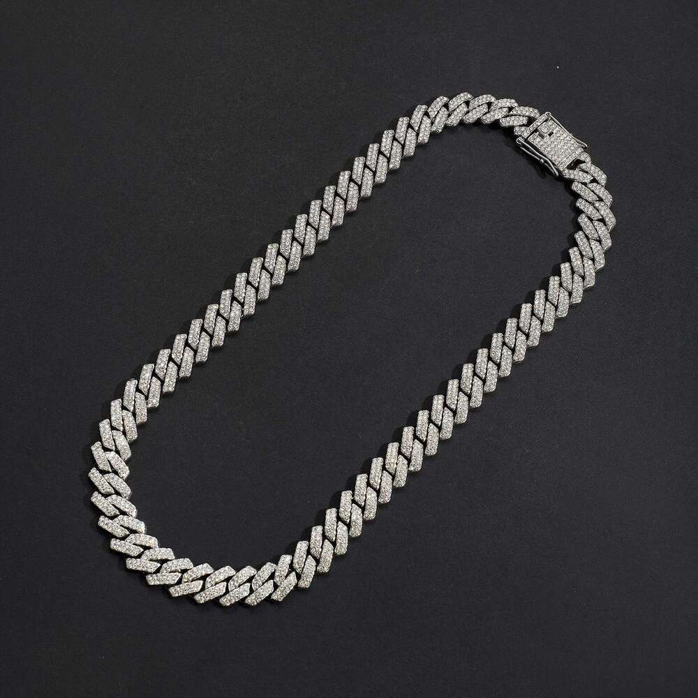 European and American Alloy Heavy Industry Full Diamond Cuban Chain High Quality 14mm Diamond-Encrusted Men's Hip-Hop Thick Necklace