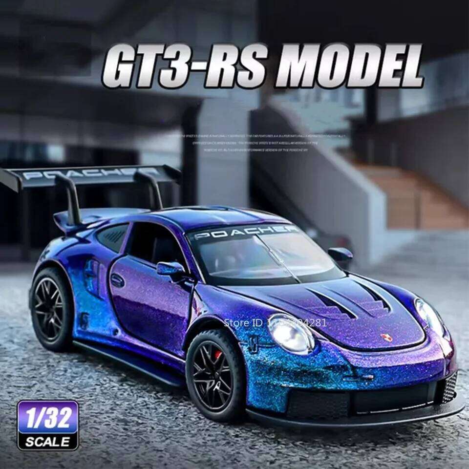 1:32 911 GT3RS Panamera Alloy Miniature Model Toys Diecast Doors Opened Sound Light Rubber Tires Vehices for Boy's Birthday Gift Z260306