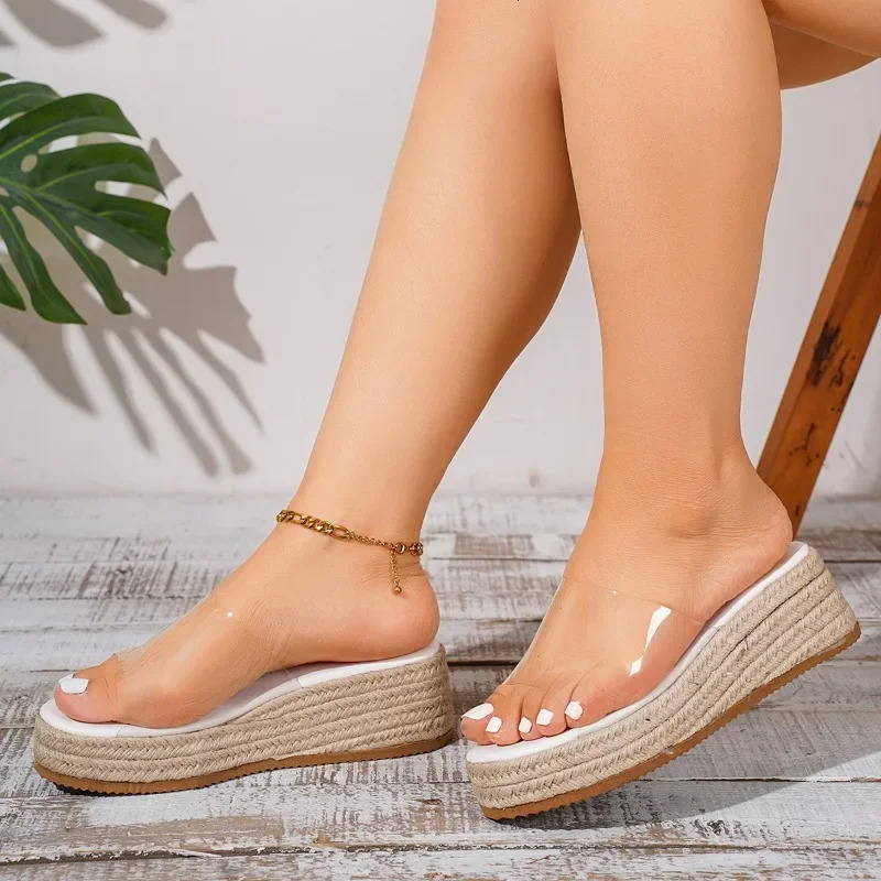 Women Sandals Summer Fashion PVC Jelly Wedges Platform Womens Slippers Casual Shoes 260306