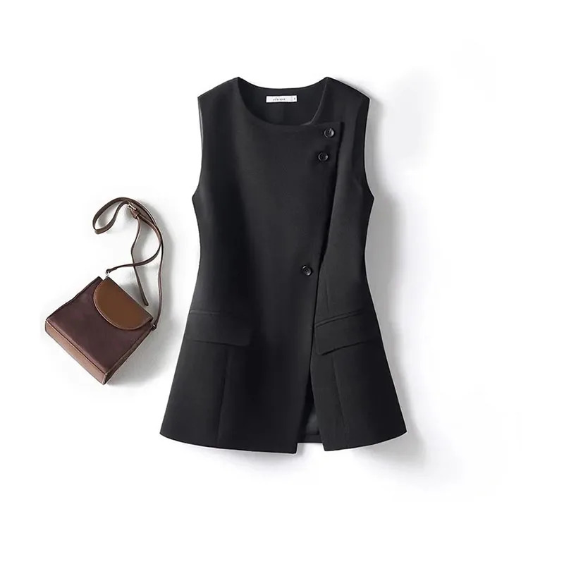Womens Suit Vest Jacket 2026 Summer Temperament Sleeveless Ladies Waistcoat Tops Loose Korean Version Female Slim Horse Clip 260306
