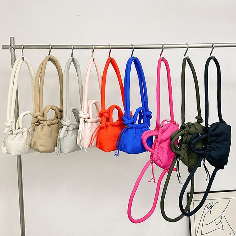 Korean Fashion Fabric Shoulder Bag Soft Dacron Crossbody Bag Mini Tote Purses for Women Underarm Bags Handbags and Purses 260306