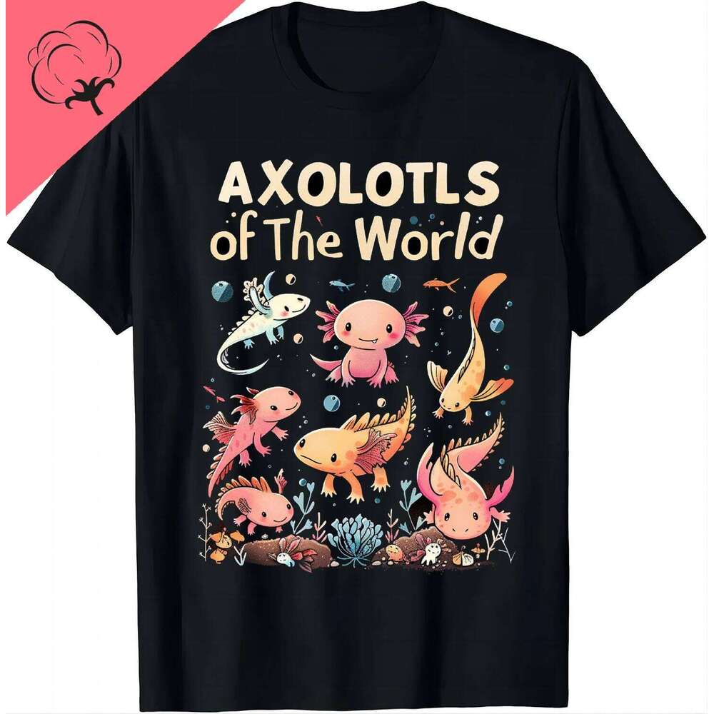Shirt Axolotls of The World Axolotl Animals T-Shirt Aesthetic Women Clothing Graphic T Shirts Kawaii Clothes XJ260306