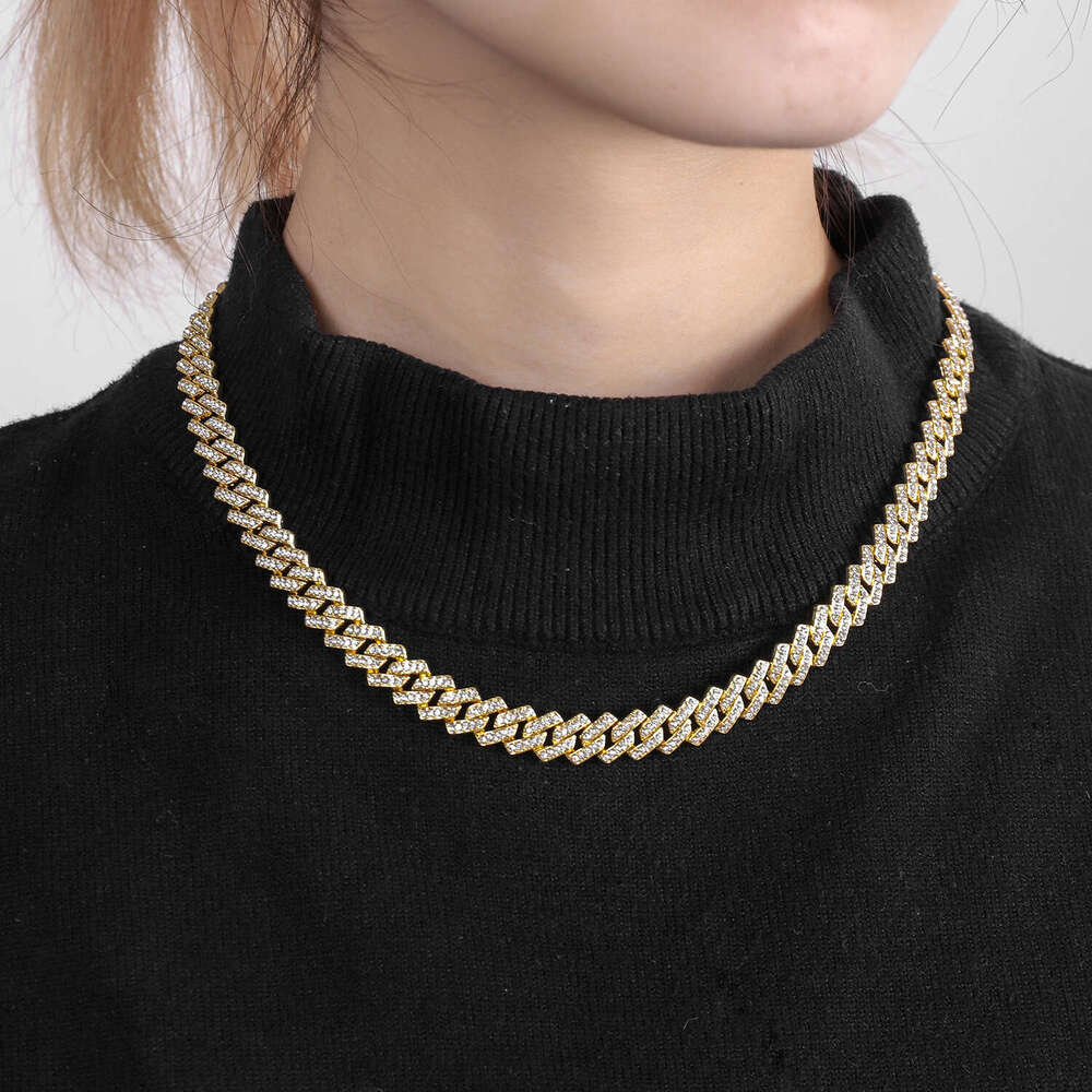 Source Manufacturer High-Quality Cuban Chain 10MM Full Diamond Clasp Hip-Hop Necklace Jewelry