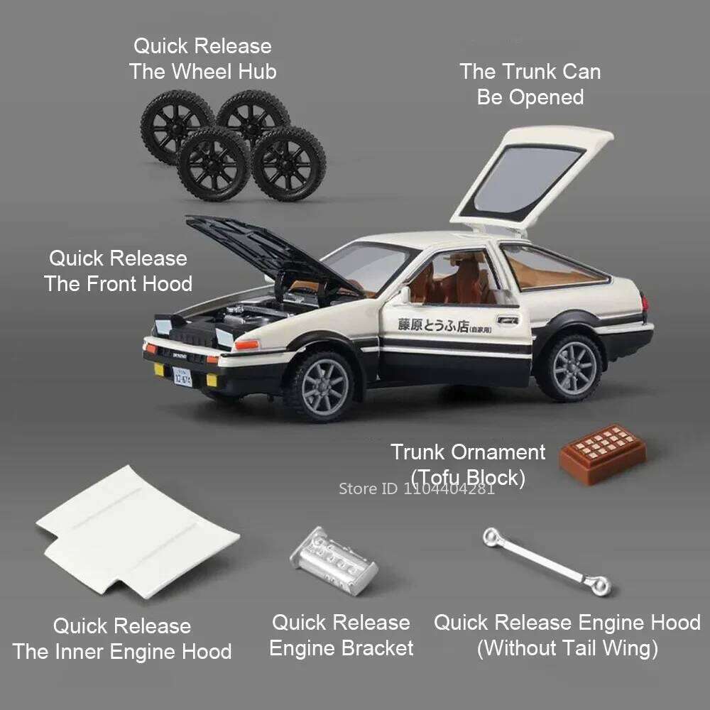 1:43 Pagani Zonda R Models AE86 Miniature Toys Diecast Alloy Cars Quick Detachable Fun Assembling Toy Children's Christmas Gifts Z260306