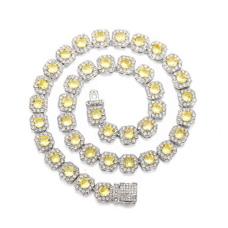 New Hip-Hop High-Quality Design Sense 11mm Zircon Rock Candy Necklace Cross-Border Cuban Chain Wholesale