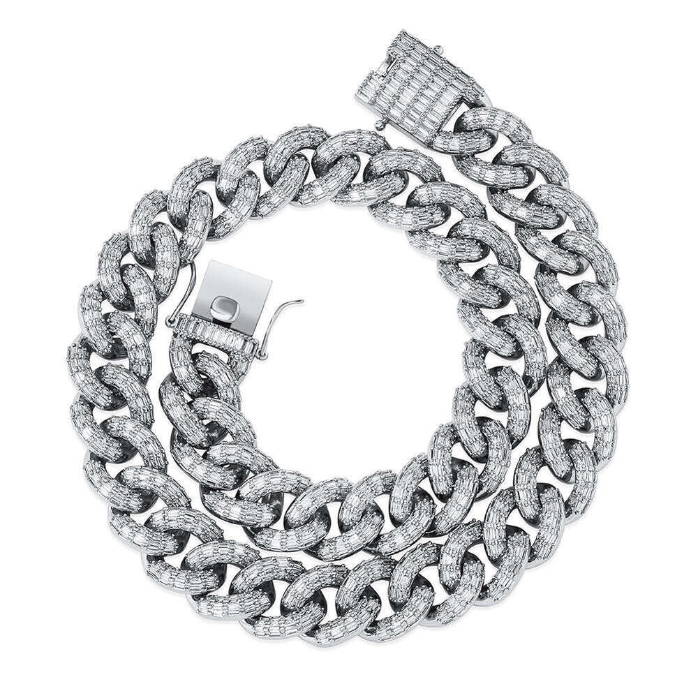 Amazon European and American Cross-Border New Full Diamond Cuban Chain High-Quality Hot-Selling Design Hip-Hop Necklace Jewelry Wholesale
