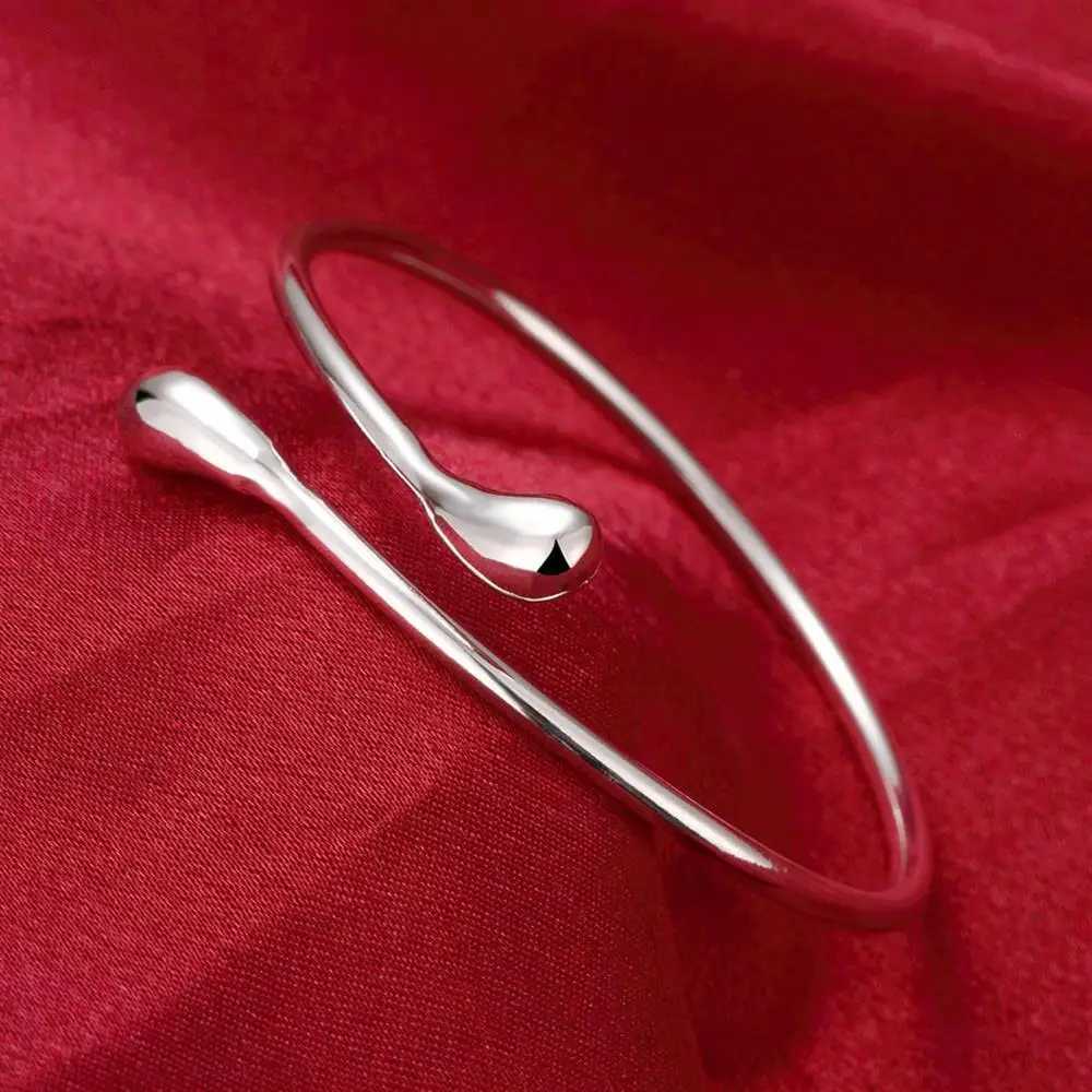 Hot Pretty 925 Sterling Silver Water drop Pendant bangle necklace earring ring for women Fashion Party Gift Jewelry set H260307 - view 4