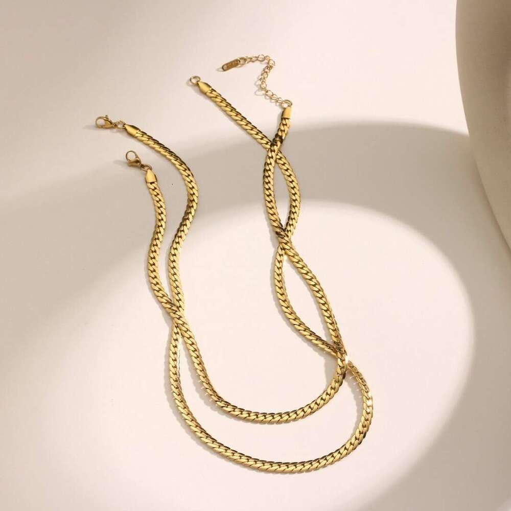 Titanium steel French vintage Cuban chain hip-hop necklace, versatile European and American style, high-quality vacuum-plated 18k real gold jewelry