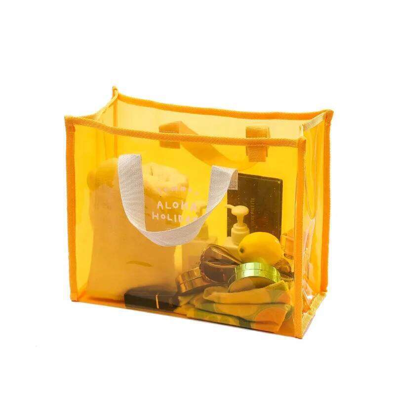 PVC Hand Carry Swim Portable Clothes Storage Bags Fashion Transparent Waterproof Beach Travel Tote Bag XJ260306