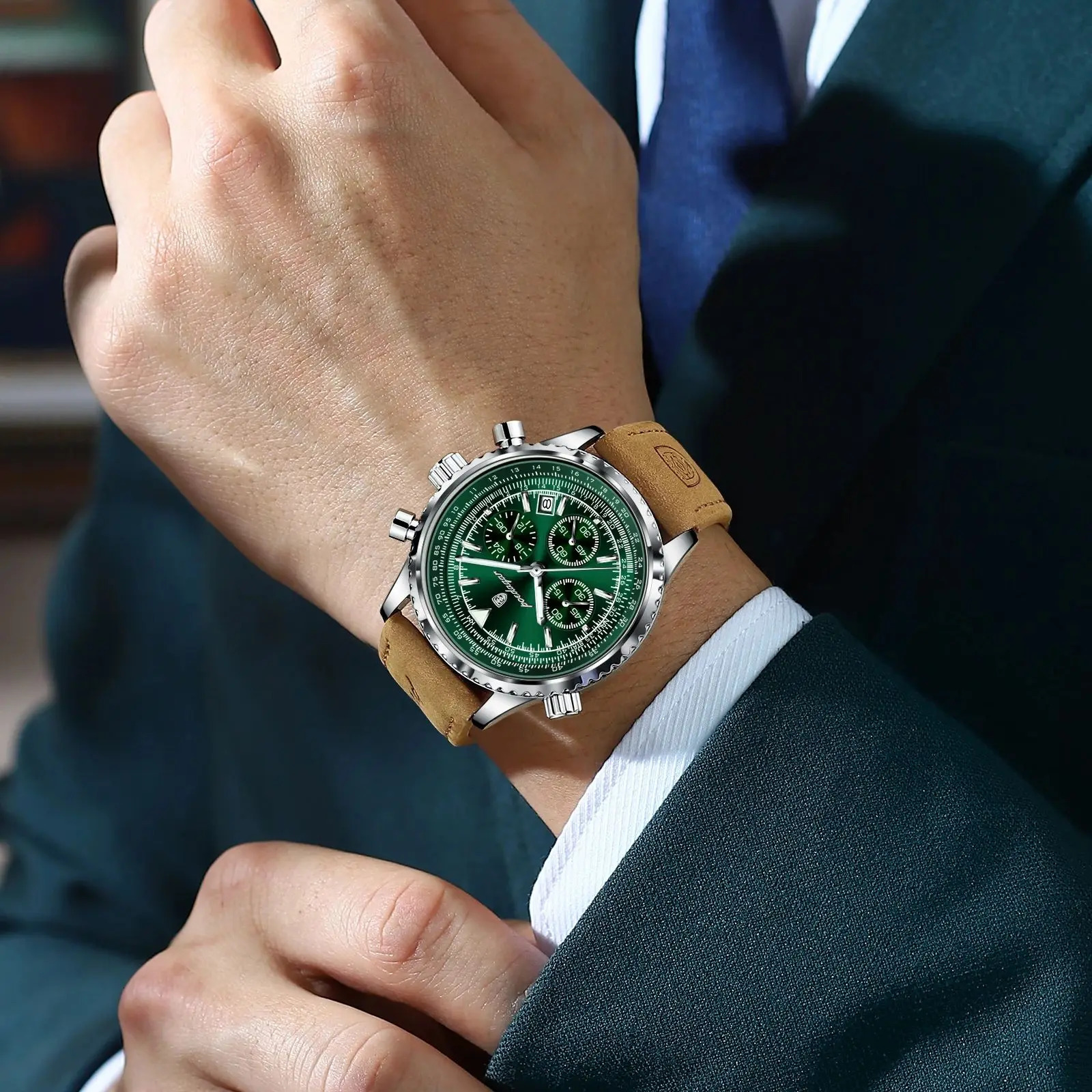 POEDAGAR y Man Watch Quartz Waterproof Luminous Date Chronograph Leather Men Wristwatch Military Sports Mens Watches Reloj 260307