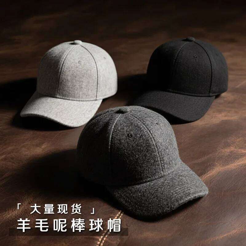 Blend Baseball Cap with Wool Lining, Unisex Winter Peaked Hat for Large Head, Sun Protection & Warmth Y260304