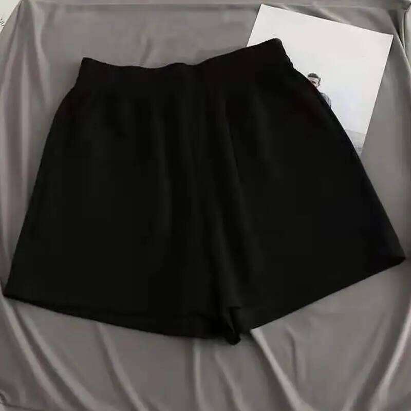 Summer Solid Color Short Wide Leg Shorts Black/Pink/Light Blue/Yellow High Waist Loose Hot Bottoms Sports Pants XJ260306