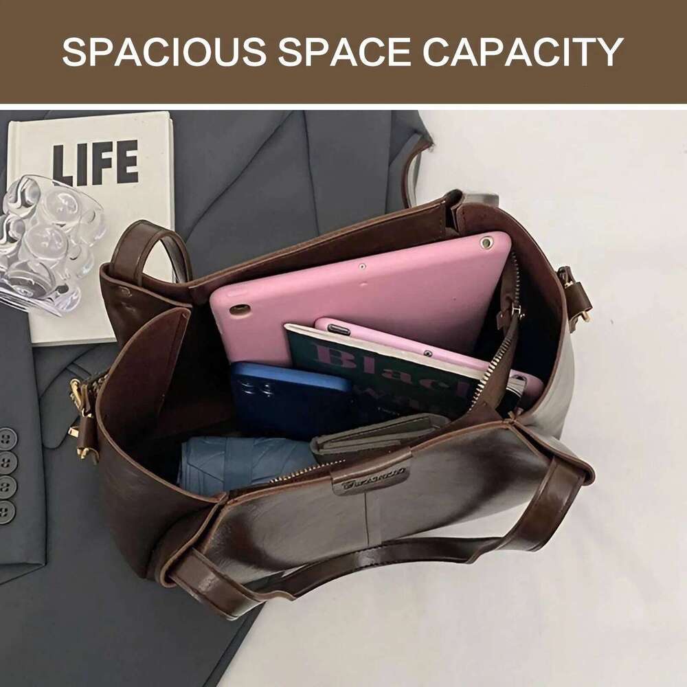 Large Capacity PU Leather Shoulder Bag Multi Compartments Lightweight Waterproof Wear Resistant For Wallet Phone Cosmetics XJ260306