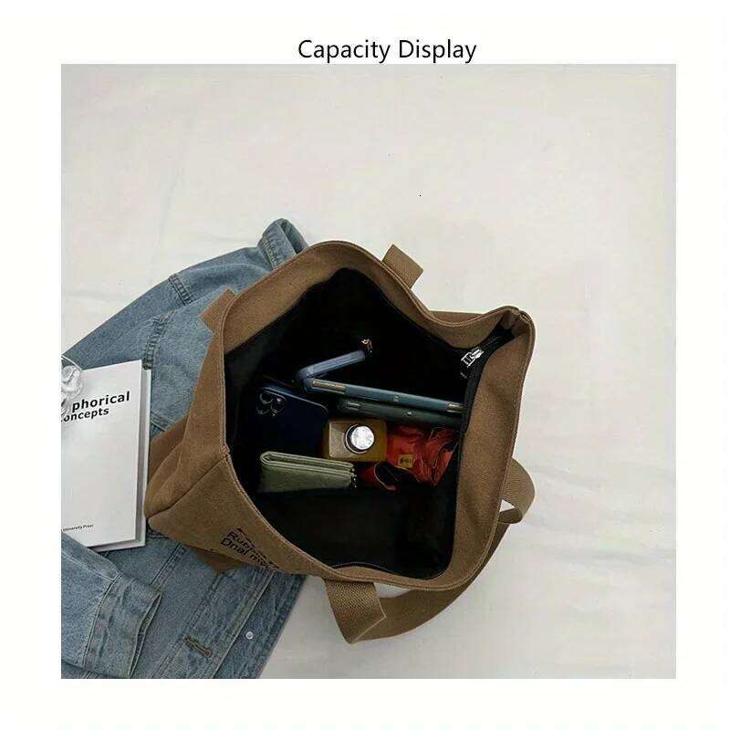 Canvas Totes Large Capacity Storage Handbag Women Tote Anime Cat Letters Shoulder Bags Girls Casual Commute Portable Big Bag XJ260306