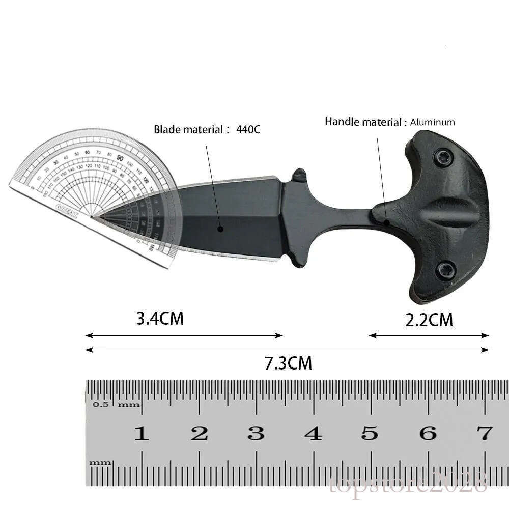 2024 Mini Fixed 440C Blade Aluminium Handle Necklace Outdoor pocket knife Knife Portable Hunting EDC Knives Survival Tool with Sheath 15017 3300 15700