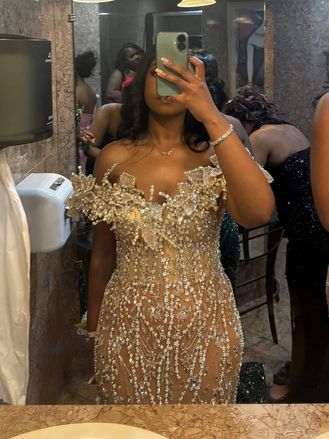 2K26 Champagne Prom Dress 2026 Mermaid Prom Dress Illusion Crystals Florals Evening Dresses For Black Women Birthday Party Formal Receiption Gowns Dre