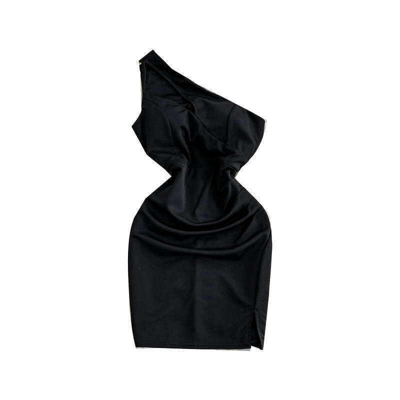 2026 Spring/Summer One Shoulder Slimming Dress A13 with Chest Cushion Design, Tailored, Fashionable, Sexy and Elegant Style