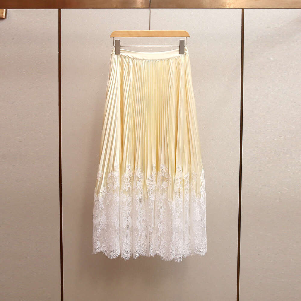 2026 designer high-end women's clothing A12 spring new style French fashion design lace patchwork pleated skirt