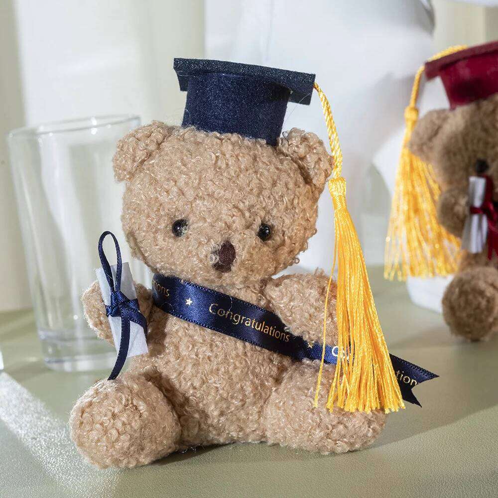 12cm/4.72in Doctor Bear Plush Toy Stuffed Animal with Cap & Gown Cute Educational Gift for Students Kids Graduation S R260908 - view 5