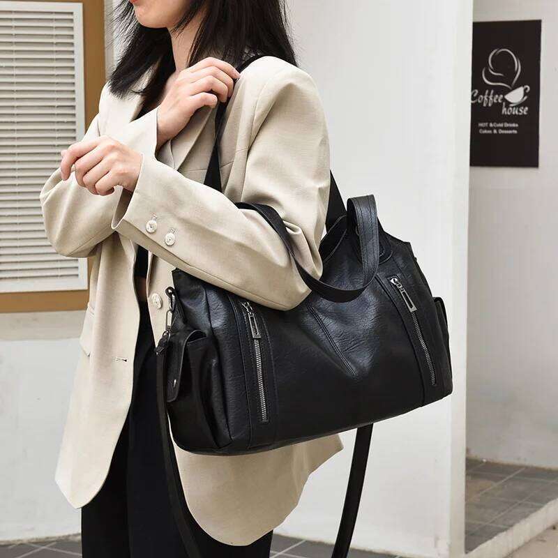 Pu shoulder bag fashionable temperament zipper opening design daily commuter handbag XJ260306