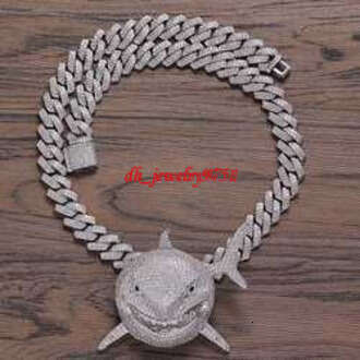 Moissanit Design Iced Out Shark Gemstone Pendant Hip Hop Fashion Gold Necklace Link Chain For Men Rapper Jewelry - view 7