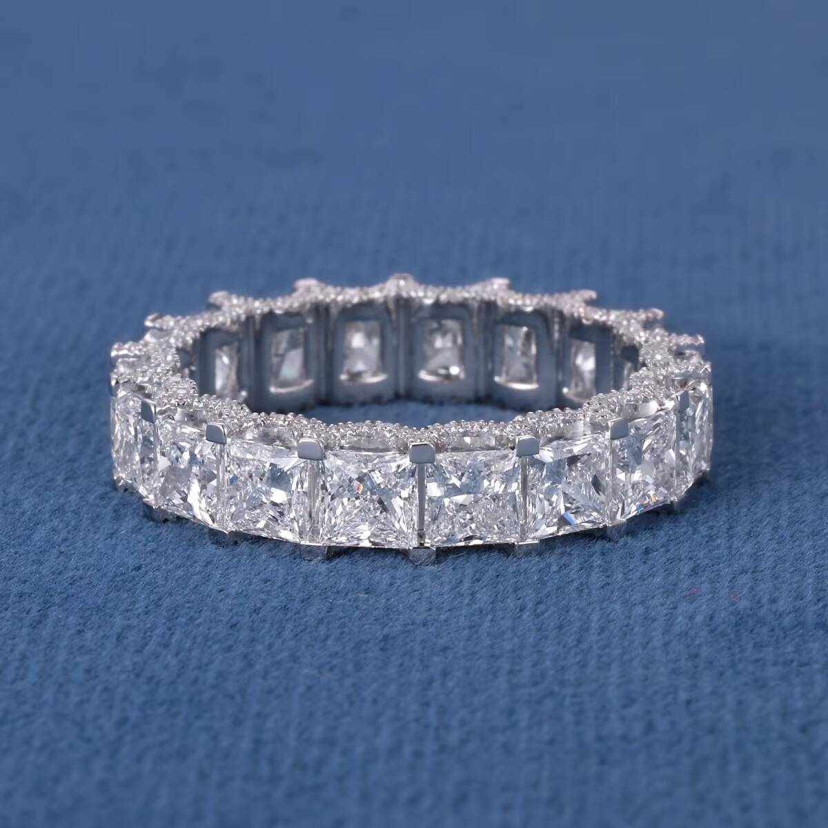 Custom Luxury S925 Silver 9k 10k 14k 18k Gold VVS D Moissanite Full Iced Out Lab Growth Diamond Wedding Engagement Band