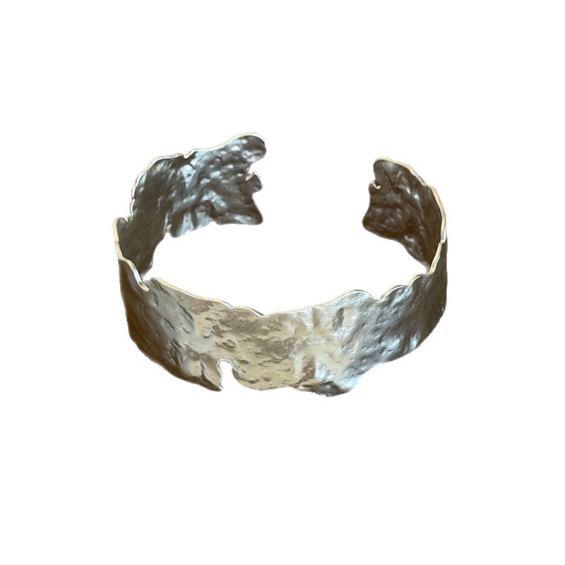 European and American cross-border pleated irregular open bangle, unique trendy stylish bracelet with a niche design for women - view 5