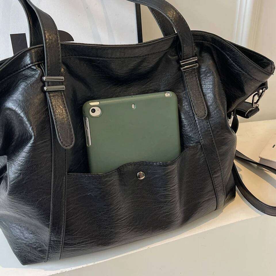 Big Black Shoulder crossbody Bags for Women 2025 Hobo Shopper Sac Solid Color Quality PU Leather Handbag Lady Travel Tote Bag XJ260306