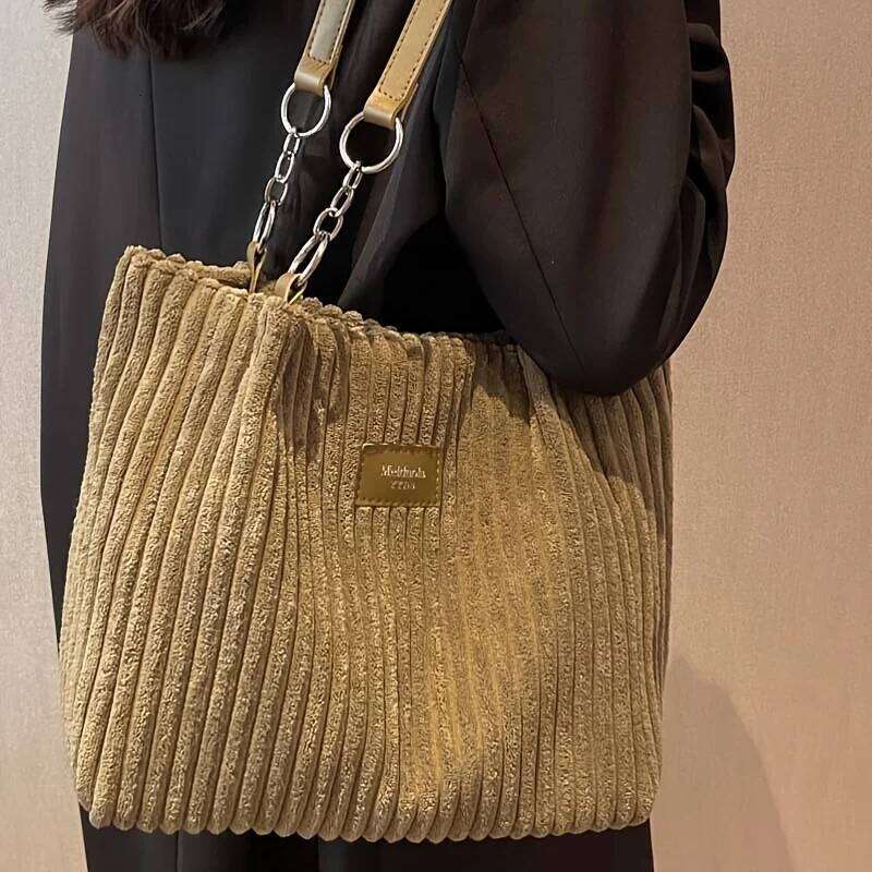 New large-capacity chain underarm tote women, single-shoulder commuter bag, corduroy bag for women XJ260306