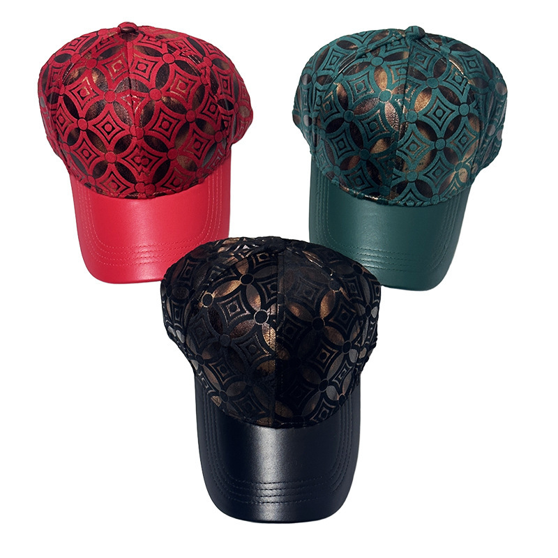 2026 New Designer Luxury Brand Spring And Autumn Men's And Women's Baseball Caps Personalized Embossed Floral Design Leather Brim Hardtop Duckbill Cap