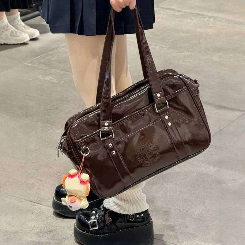 Thread PU Harajuku College Style Handbag Large Capacity Y2k Tote Zip Japanese Uniform Messenger JK Rectangle Bag Women XJ260306