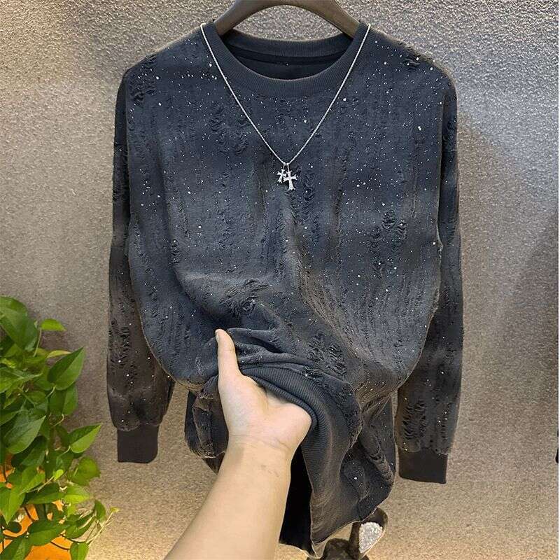 Autumn Collection Starry Long Sleeve Sweatshirt Round Neck Trendy Fashionable Casual Versatile Men's Pullover Top Light Luxury Luanyun