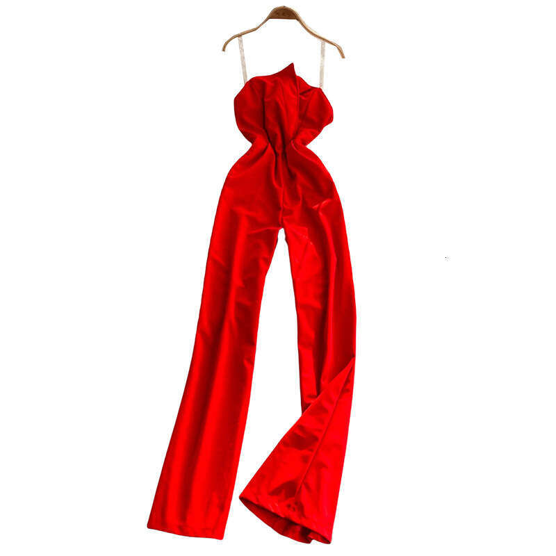 2026 niche light luxury high-end women's jumpsuit European and American travel style A13 backless strapless