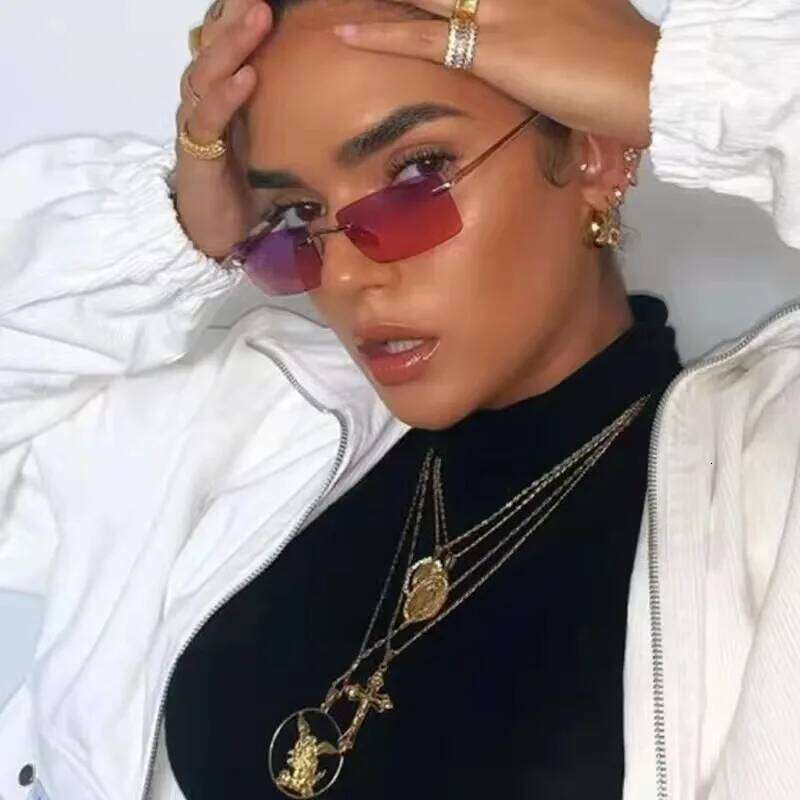 New Retro Men Square Frame Rimless Sunglasses Outdoor Beach Party Sun Glasses Fashion Women's Sunshade Eyewear Z260306