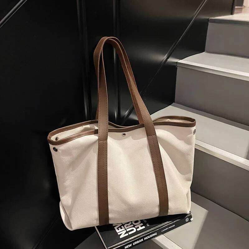 New Large Capacity Canvas Top Handle Women Fashion Shoulder Ins Commuter Comfortable and Versatile Texture Storage Bag XJ260306