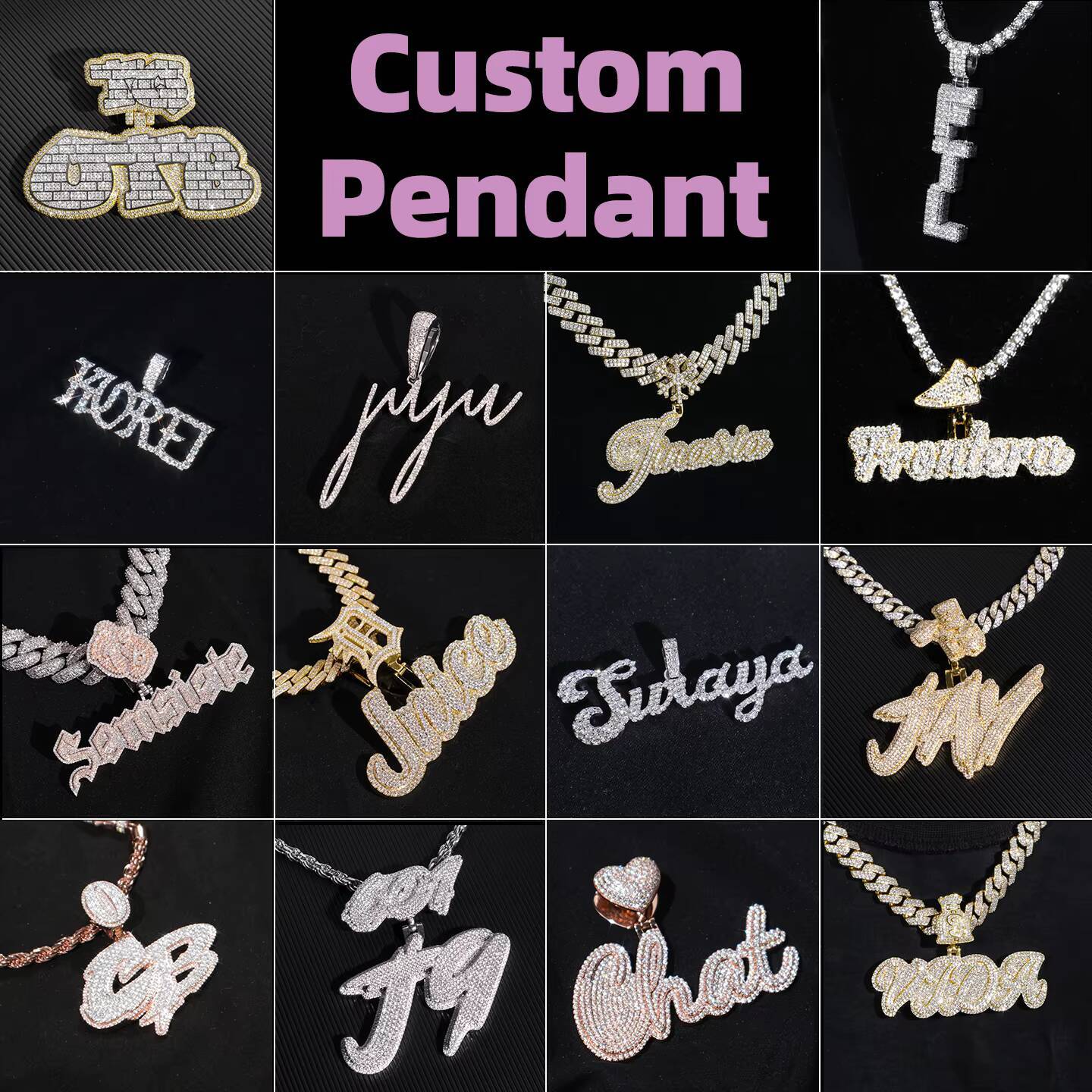 Iced Out Cross Pendant D Grade VVS Lab Grown Diamond CVD HPHT 925 Silver Custom Diamond Pendant