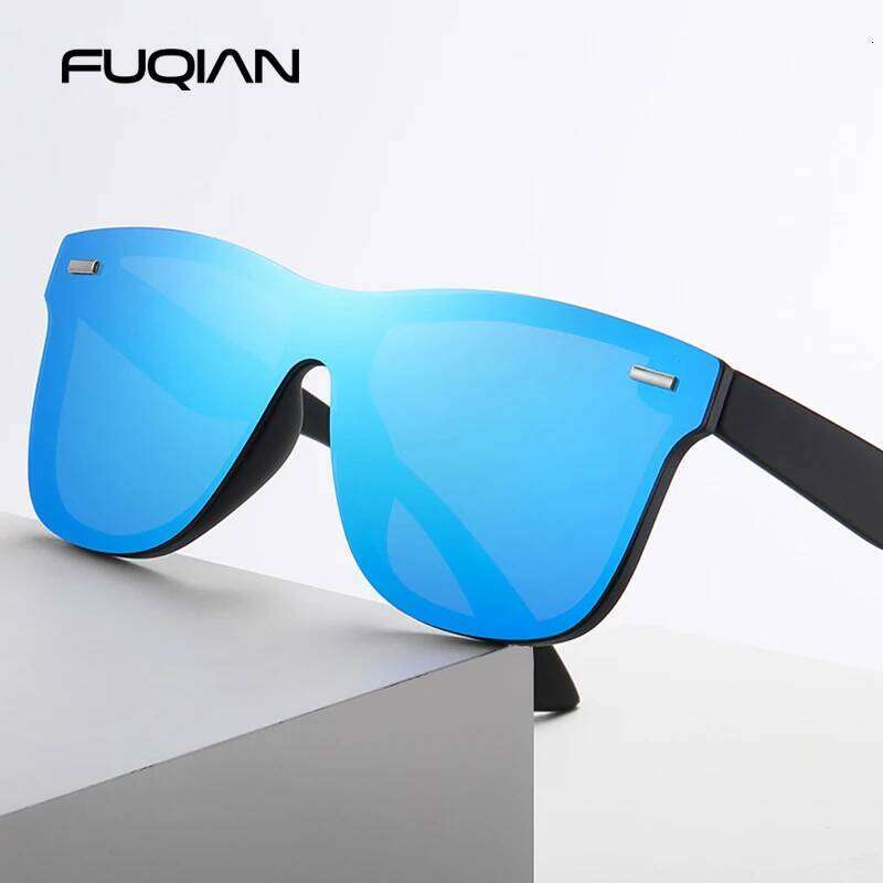 Luxury Square Polarized Sunglasses Men Women Fashion One-piece Sun Glasses Unisex Vintage Mirror Blue Driving Travelling Shades Z260306