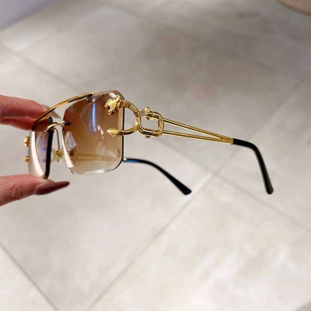 Men Women Retro Cheetah Decor Sun Glasses Oversized Square Shades New Double Bridge Gradient UV400 Eyewear Z260306