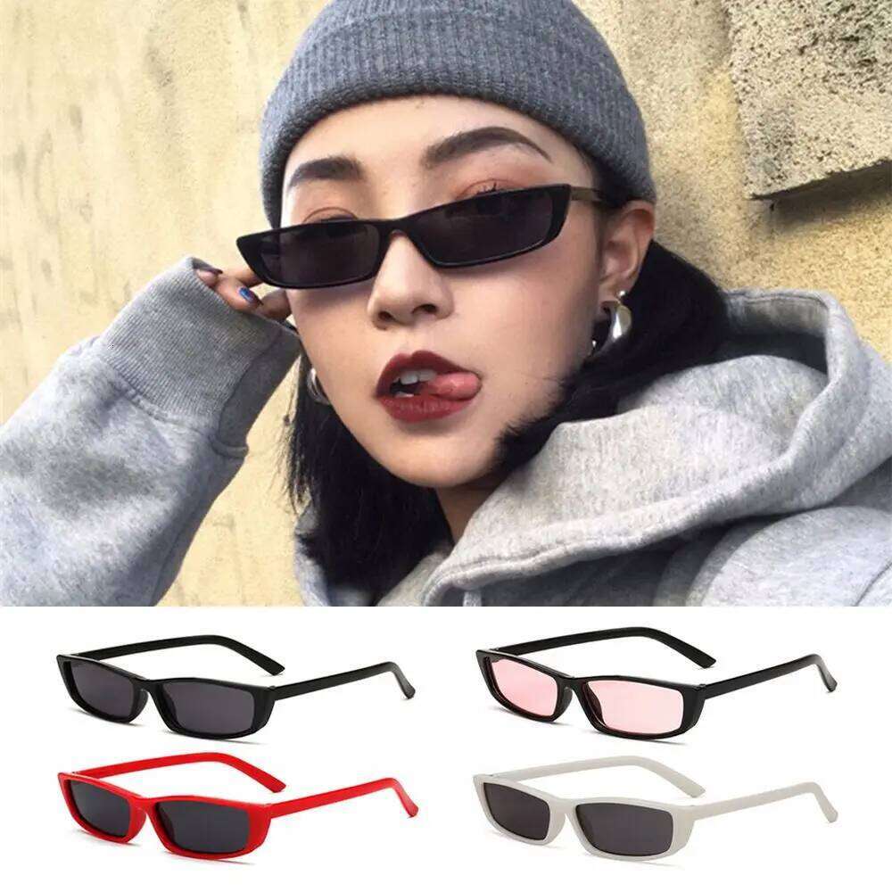 Women's Fashion Trending UV400 Narrow Frame Small Rectangle Sunglasses Retro Sun Glasses Z260306