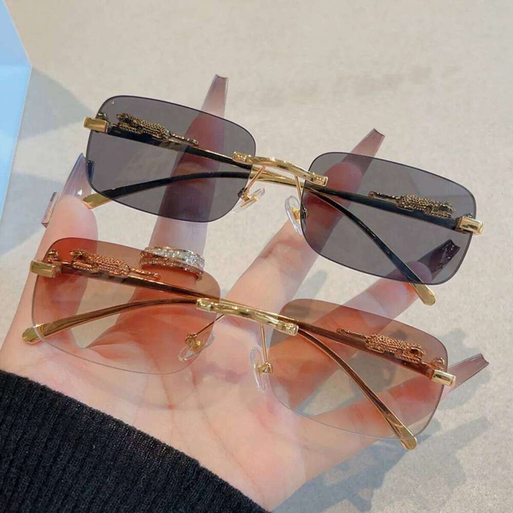 New Frameless Square Sunglasses Fashion Personalized Leopard Sun Glasses Women Fashionable Eyewear Outdoor Travel Gafas de sol Z260306