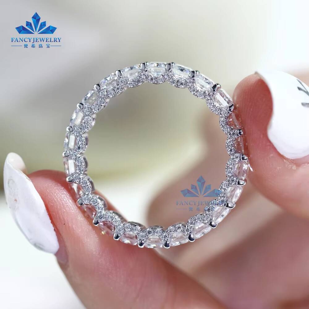 Fine Jewelry 925 Silver 10K/14K/18K White Gold Moissanite Engagement Rings Ice Emerald Cut Moissanite Rings for Wedding Gifts