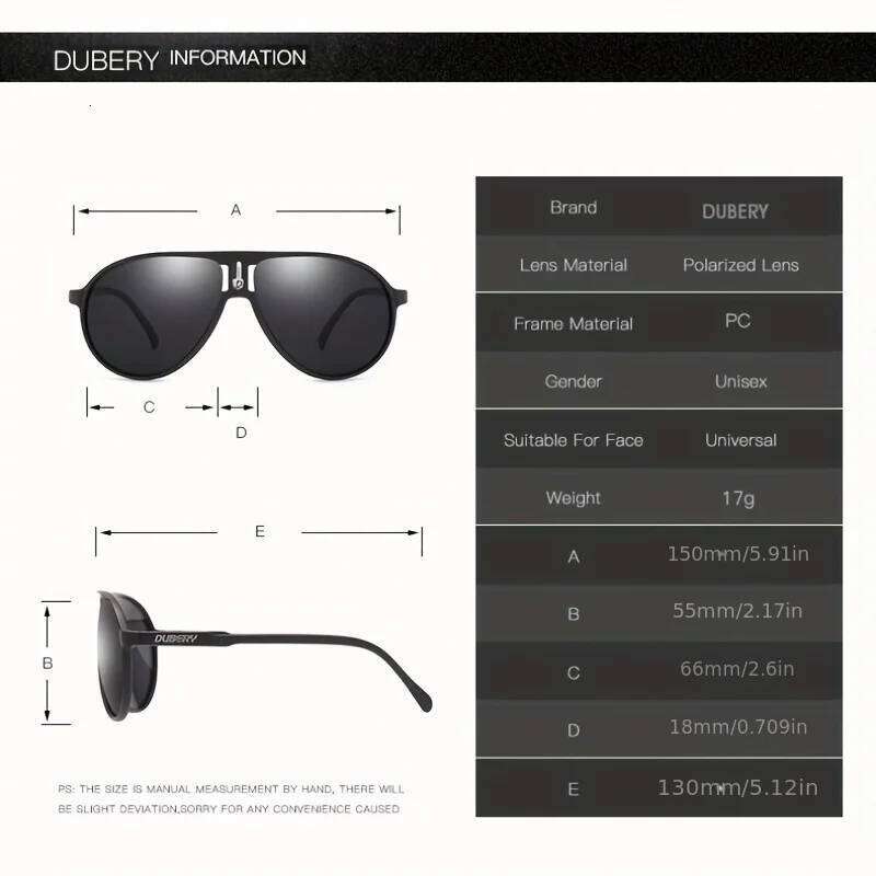 DUBERY Polarized UV400 Protection Sunglasses For Men And Women 7 Colors Model 102 Z260306