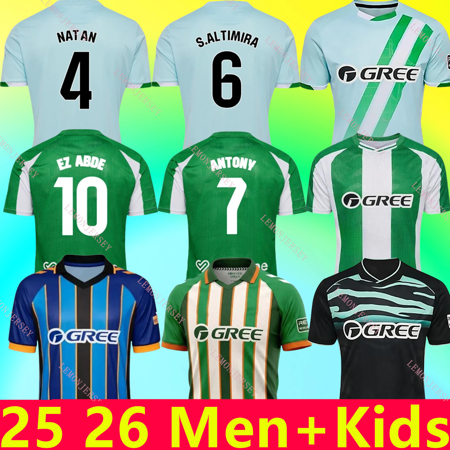 25 26 Real Betis ANTONY ISCO Soccer Jerseys EZ ABDE S.ALTIMIRA NATAN C.HERNANDEZ Shirt LO CELSO AMRABAT V.GOMEZ MARC ROCA Men Uniforms Kids Kit 2025 2026 Football Shirts