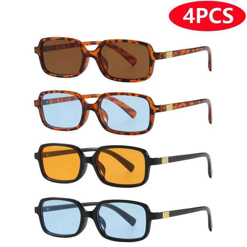 4pcs/6pcs New Small Square Sunglasses Sets Women Retro Eyeglasses Minimalist Style Design Sunshade UV400 Glasses Unisex Z260306