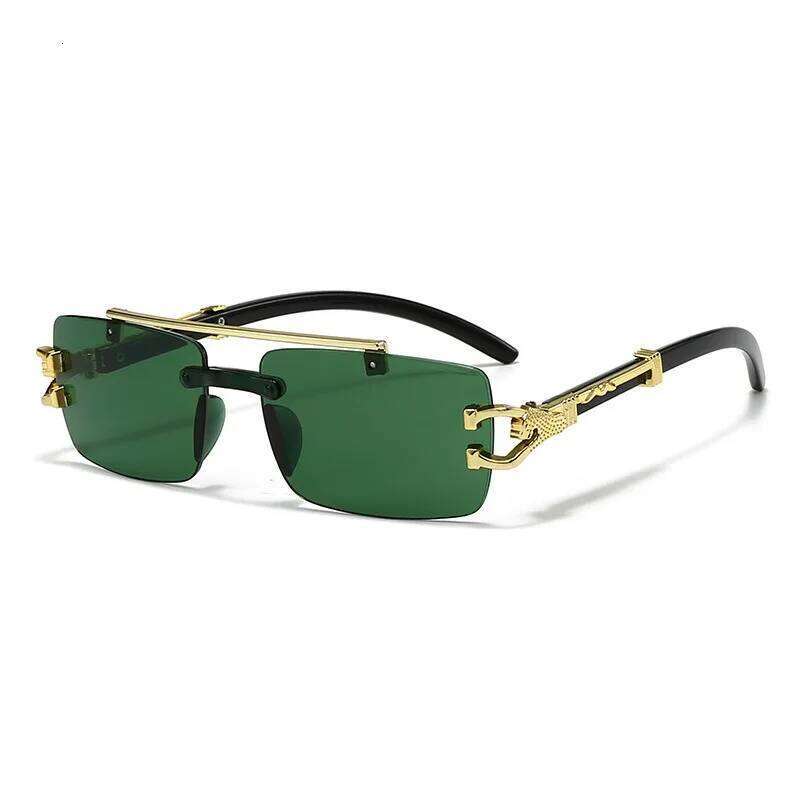 2025 New Fashionable Frameless Cutting Edge Integrated Double Beam Leopard Leg Anti UV Sunglasses Retro Versatile Z260306