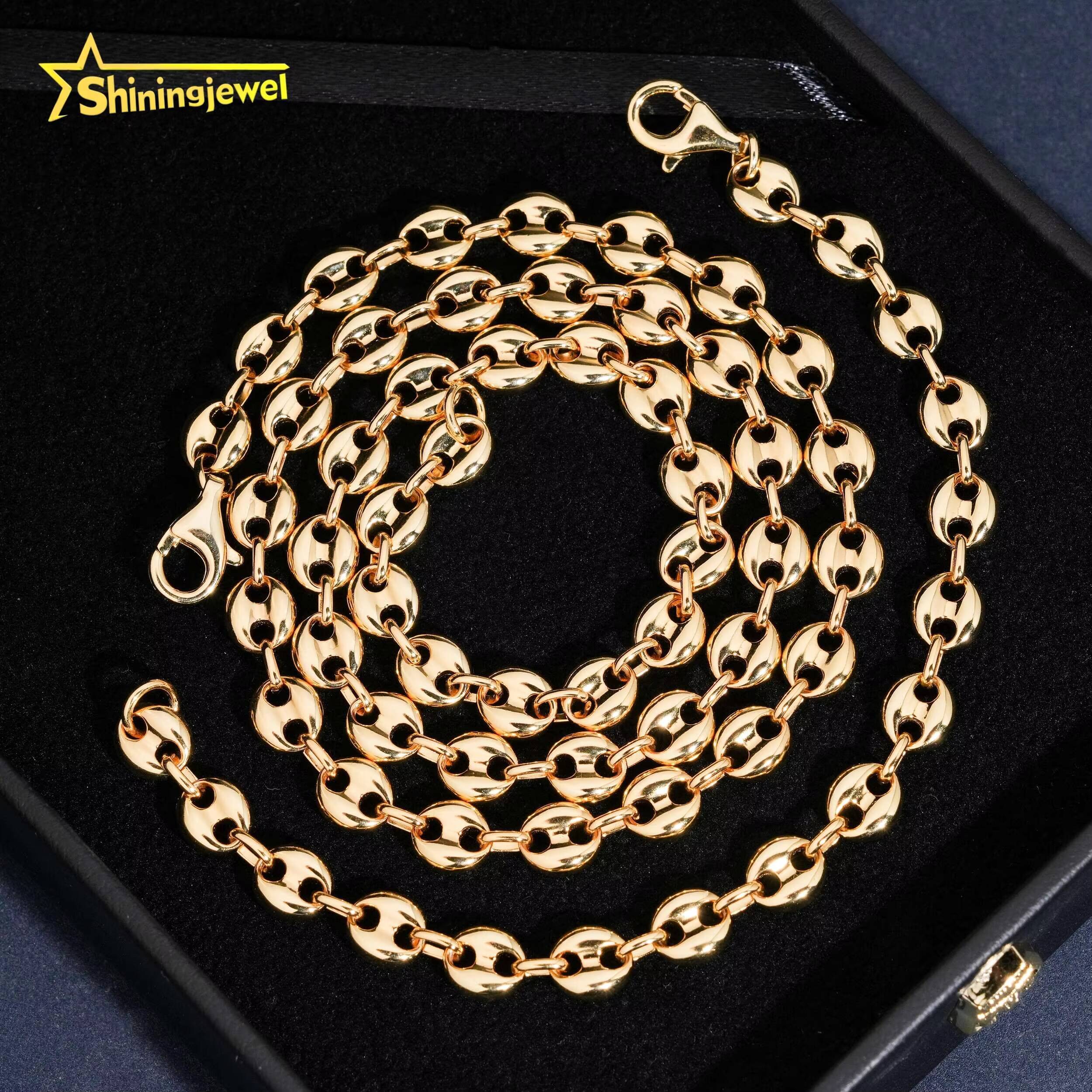 16K Gold Plated Factory Wholesale Price Hip Hop Jewelry Bracelet Solid 925 Silver Pig Nose Chain Men Chain Necklace