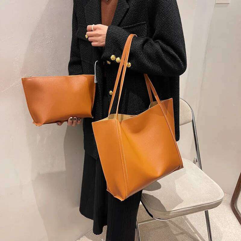 Large Capacity Shoulder Bag Trendy Pu Leather Tote Bags Solid Color Ladies Handbag Women's Fashion Underarm bags XJ260306