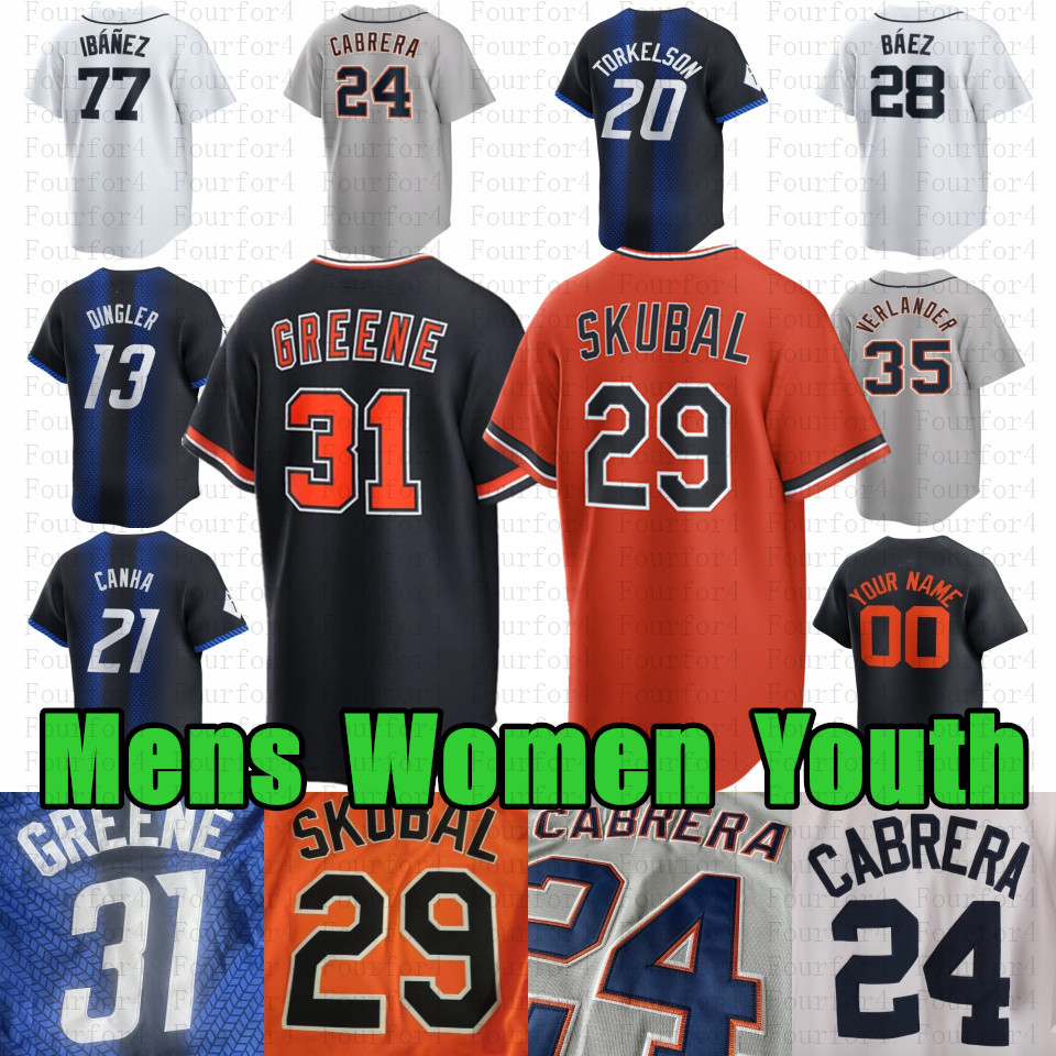 Tarik Skubal Javier Baez Dillon Dingler Baseball Jersey Spencer Torkelson Riley Greene McKinstry Carpenter Keith Detroit Tiger Miguel Cabrera Justin Verlander